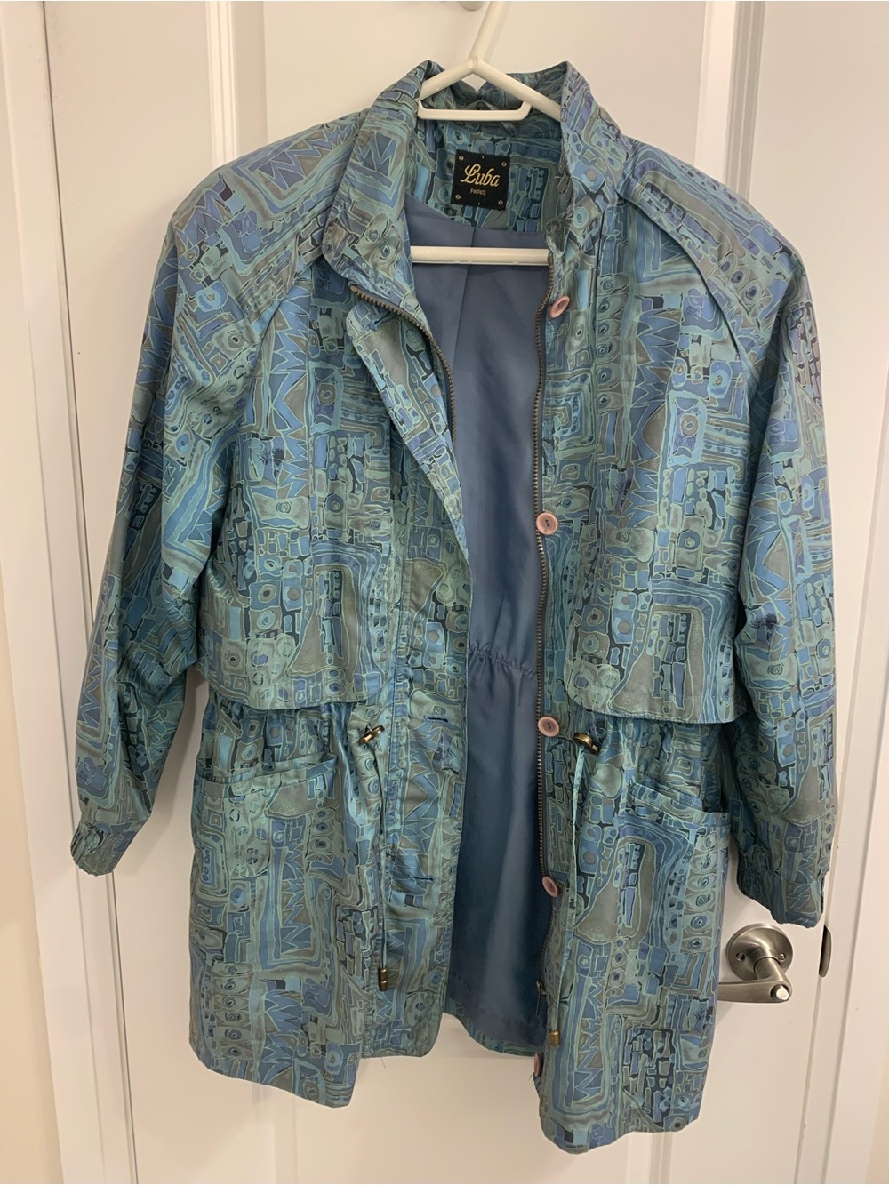 Vintage Luba Paris Blue Patterned Women’s Jacket - Picture 2 of 10